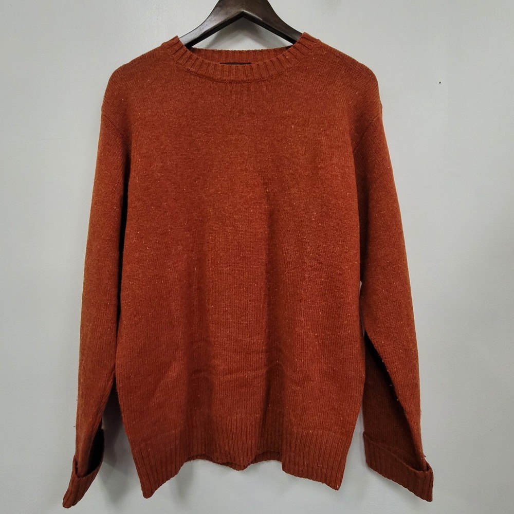Pendleton Mens Washable‎ Wool Sweater Size M Shetland Orange Speckled Crew Neck